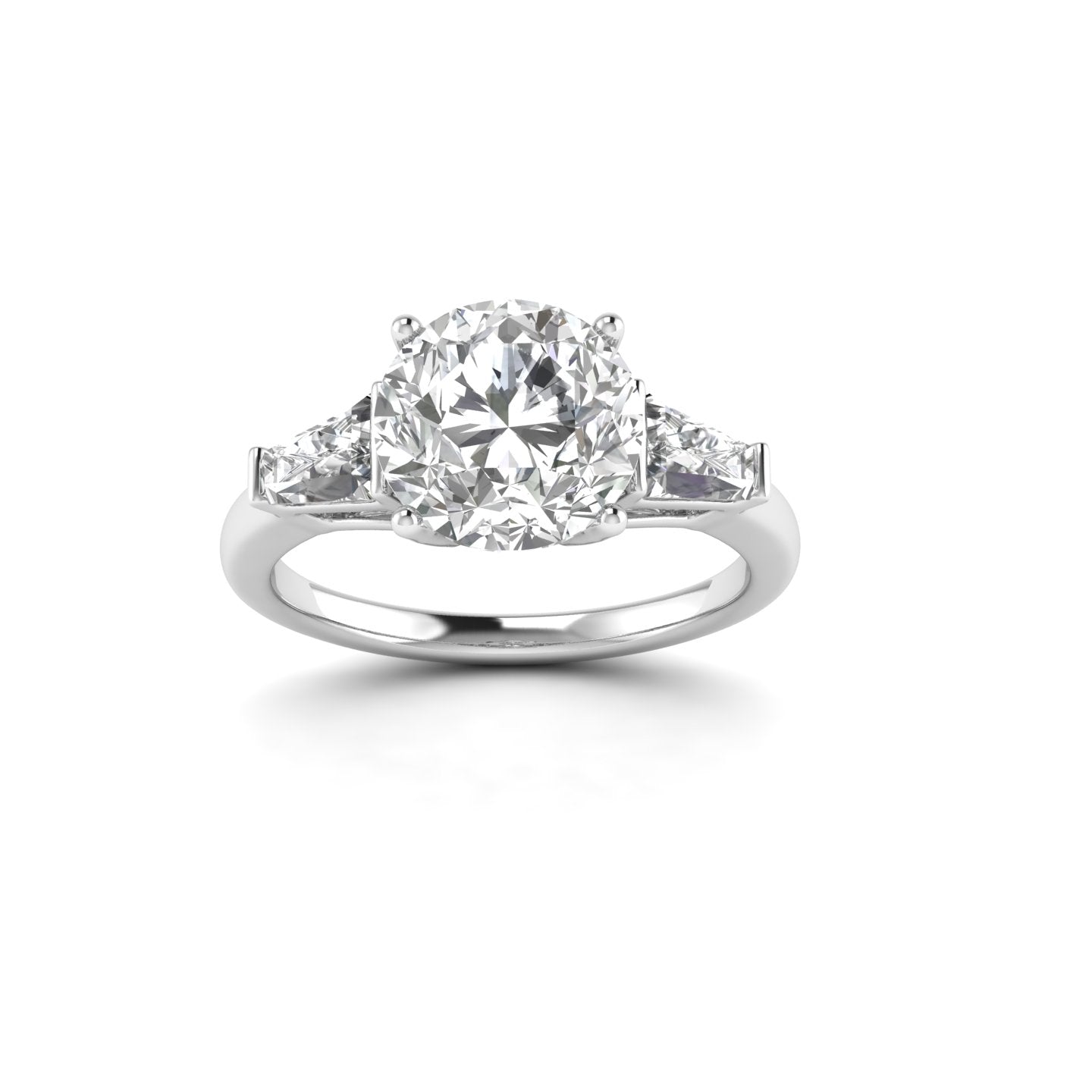 White Gold Studded 3.55 Carat Lab Grown Diamond Ring-G Color VS1 Clarity.